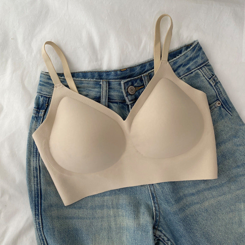 Women's Invisible Underwear Seamless Wireless Gathered Vest No Beauty Bras