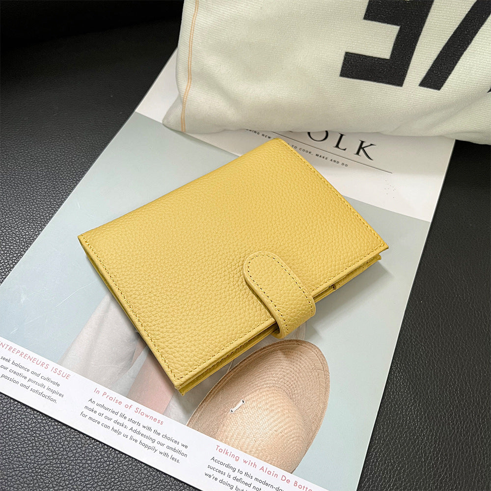 Women's Top Layer Cowhide Multifunctional Halter Passport Cover Document Genuine Ladies Wallet
