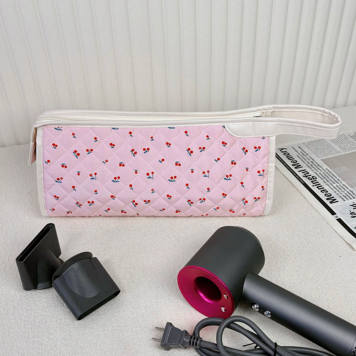 Capacity Hair Dryer Storage Portable Floral Cosmetic Bags