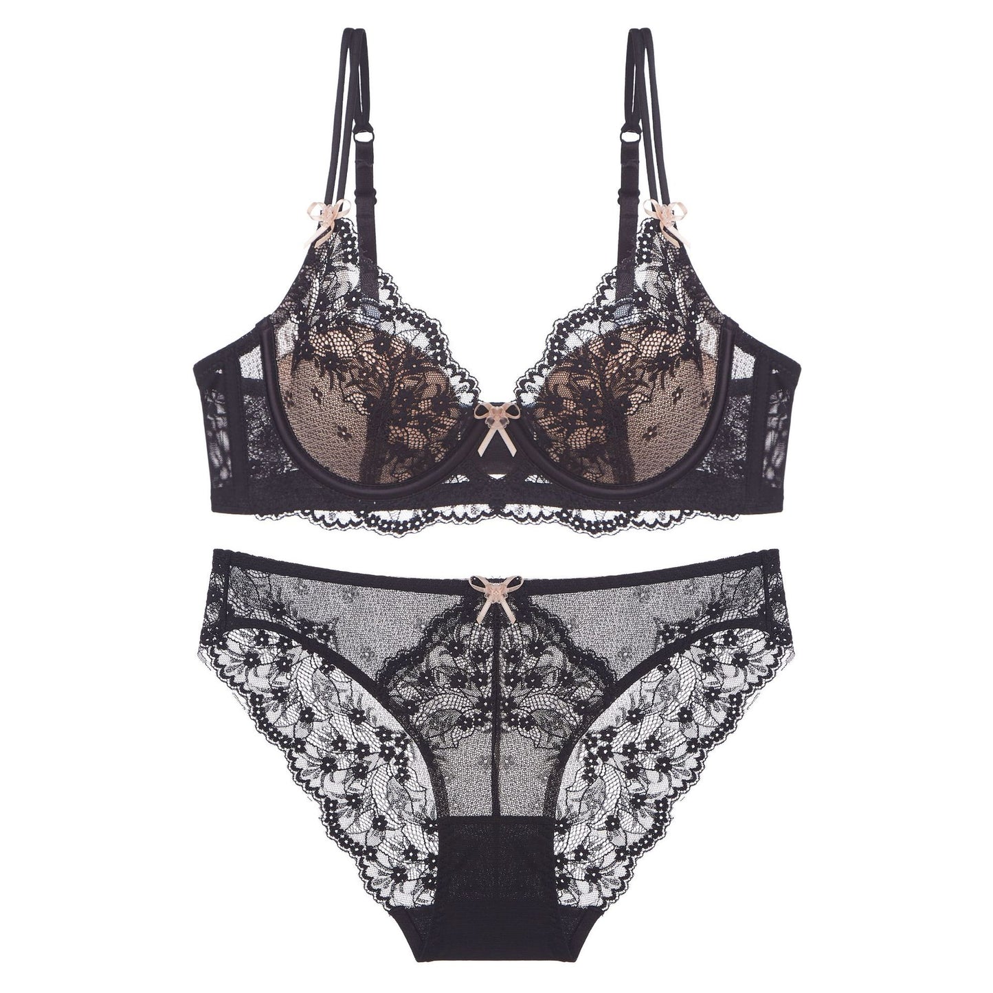Sexy Thin Pure Desire Bow Lace Big Bras