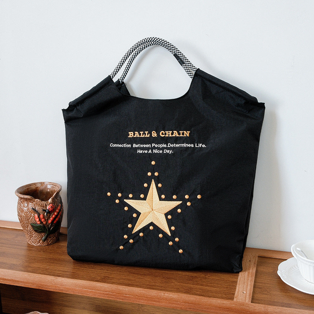 Environmental Protection Embroidery Shopping Nylon Cloth Flower Hand-held Minority Bags