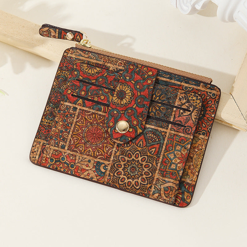 Classy Retro Exquisite Portugal Cork Zip Card Holder