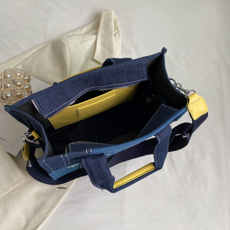 Women's Denim Canvas Fashion Letter Large Capacity Bags