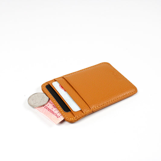 Top Layer Leather Lychee Pattern Vertical Card Holder