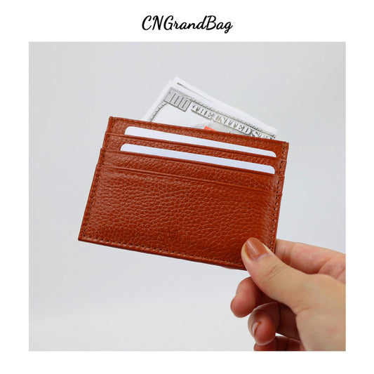 Genuine Leather Lychee Pattern Top Layer Cowhide Card Holder