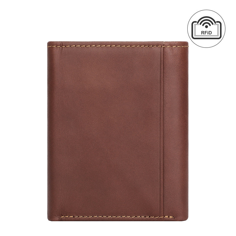 Men's Leather Swiping Multiple Slots Short Two-fold Beauty Men's Wallets