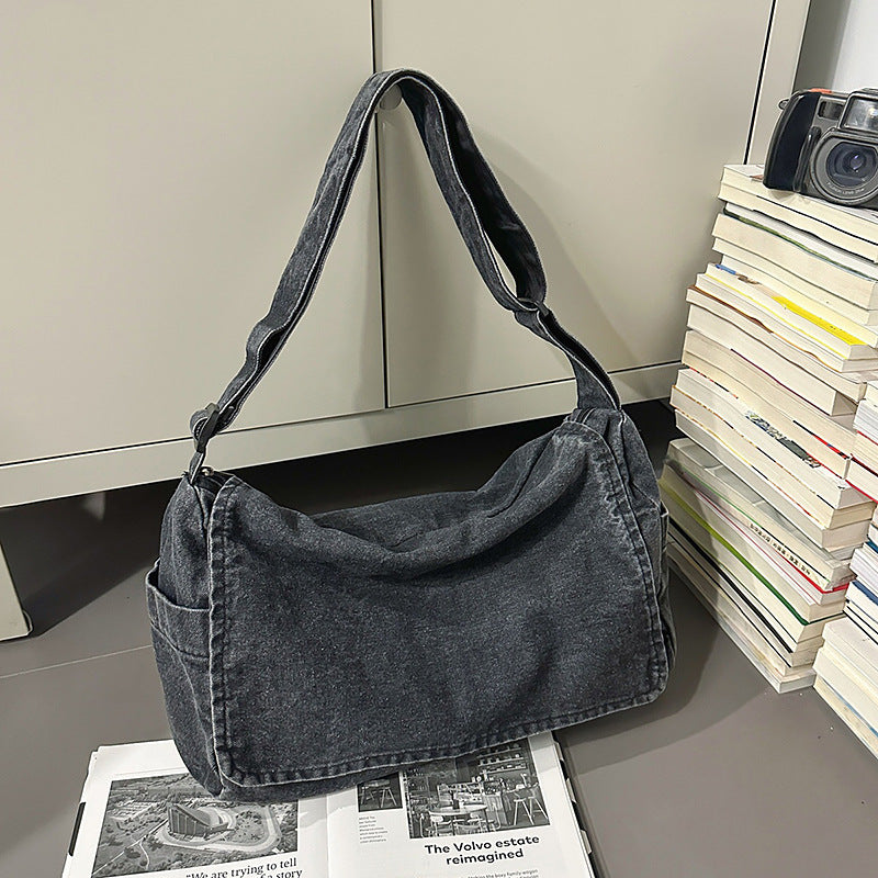 Women's Style Washed Denim Canvas Large Capacity Artistic Women's Messenger Bag