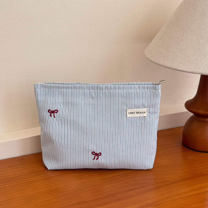 Bowknot Storage Essential Liner Female Large Capacity Portable Cosmetics Makeup Bag