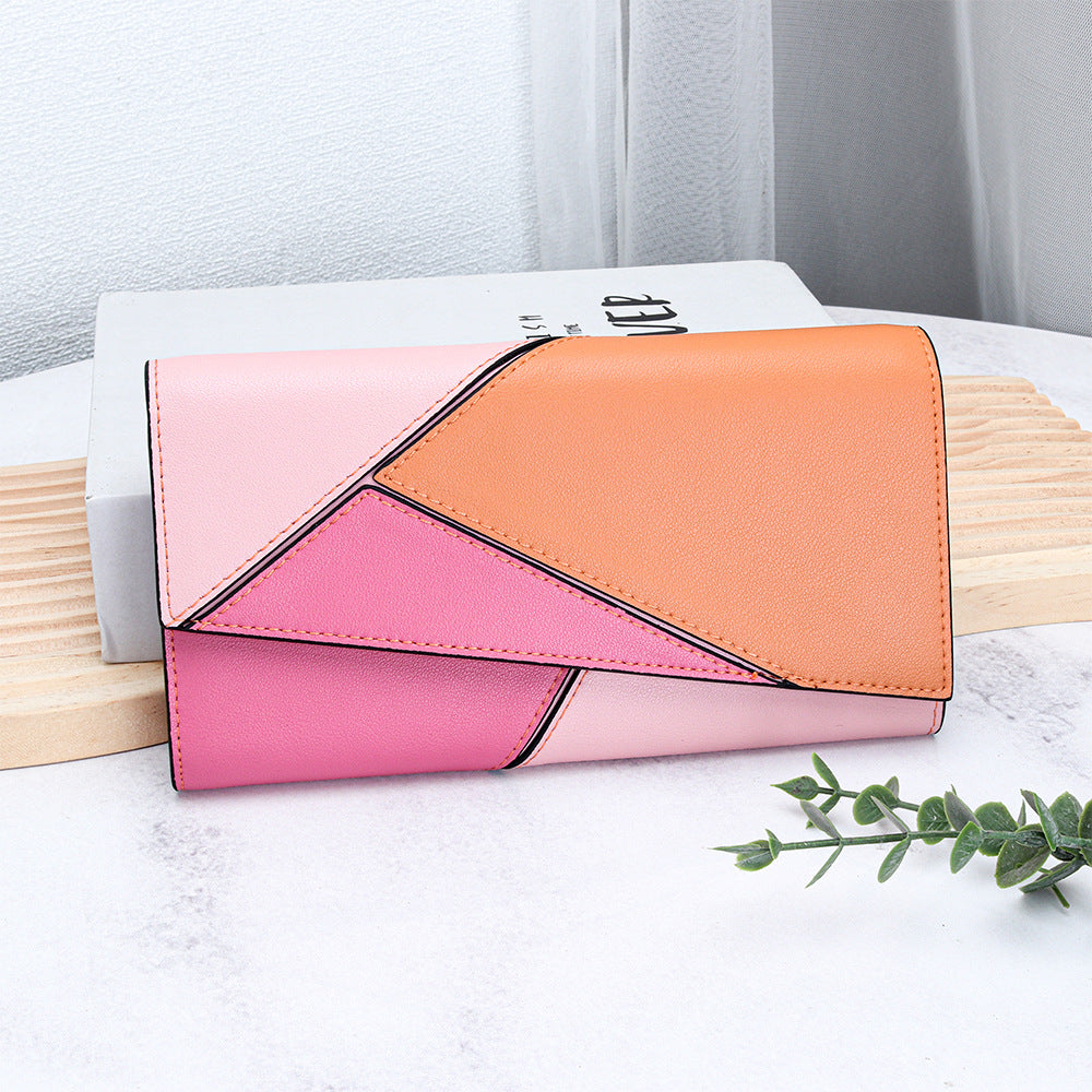 Women's Cowhide Stitching Contrast Color Large Capacity Purses