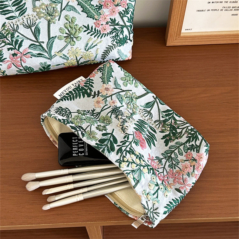 Vintage Flowers Branches Leaves Large Storage Hand-held Portable Makeup Bag