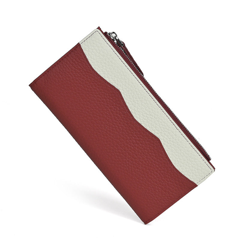 Women's Leather Long Lucky Cowhide Handmade Female Purses
