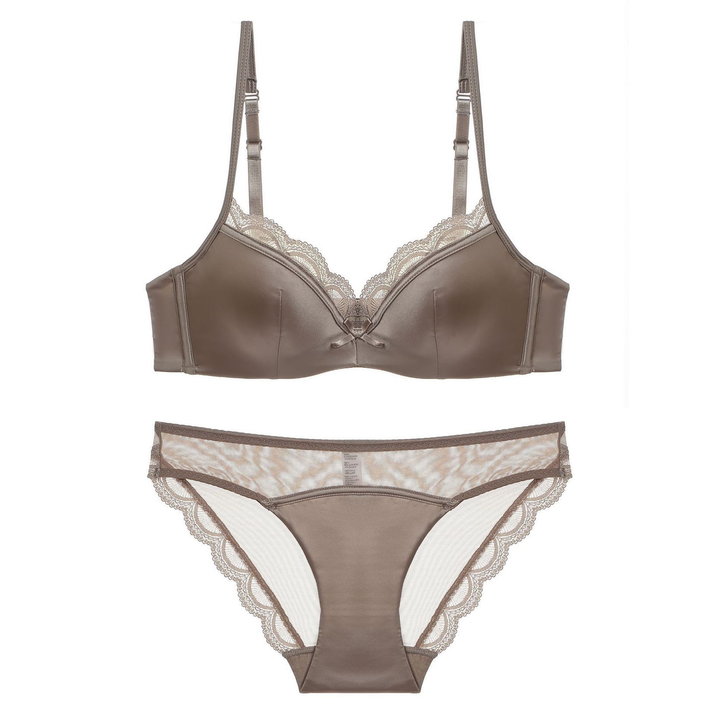 Women's French Style Thin Underwear Glossy Lace Lingerie Sets