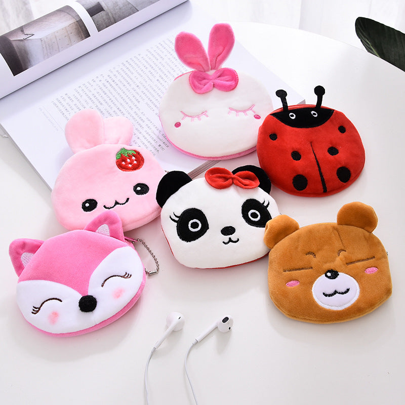 Women's Korean Cartoon Cute Portable Mini Plush Coin Purses