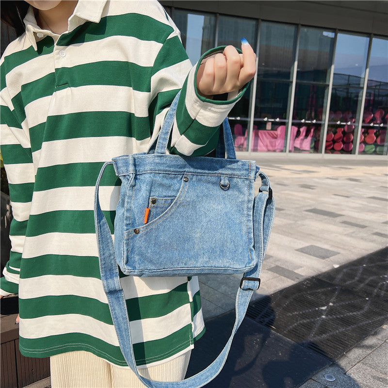 Women's Exquisite Washed Jean Literary Style Personalized Women's Messenger Bag