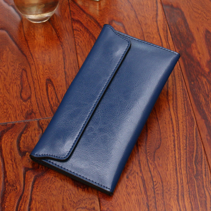 Women's Long Leather Simple Business Cowhide Thin Ladies Wallet