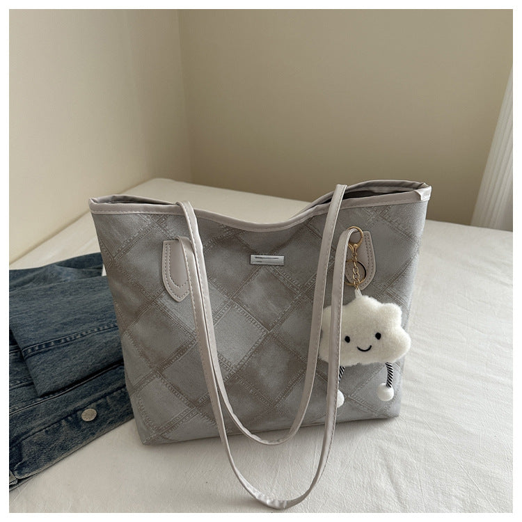 Women's Simple Rhombus Large Capacity Texture Pendant Summer Western Style Women's Shoulder Bag