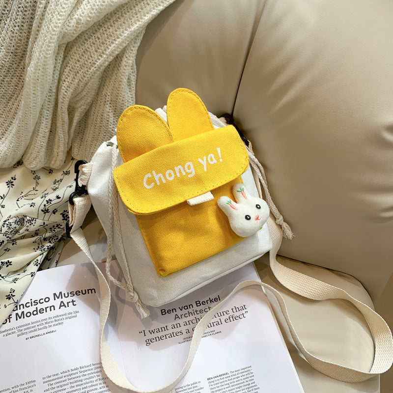 Cute Korean Style Color Matching Canvas Women's Messenger Bag