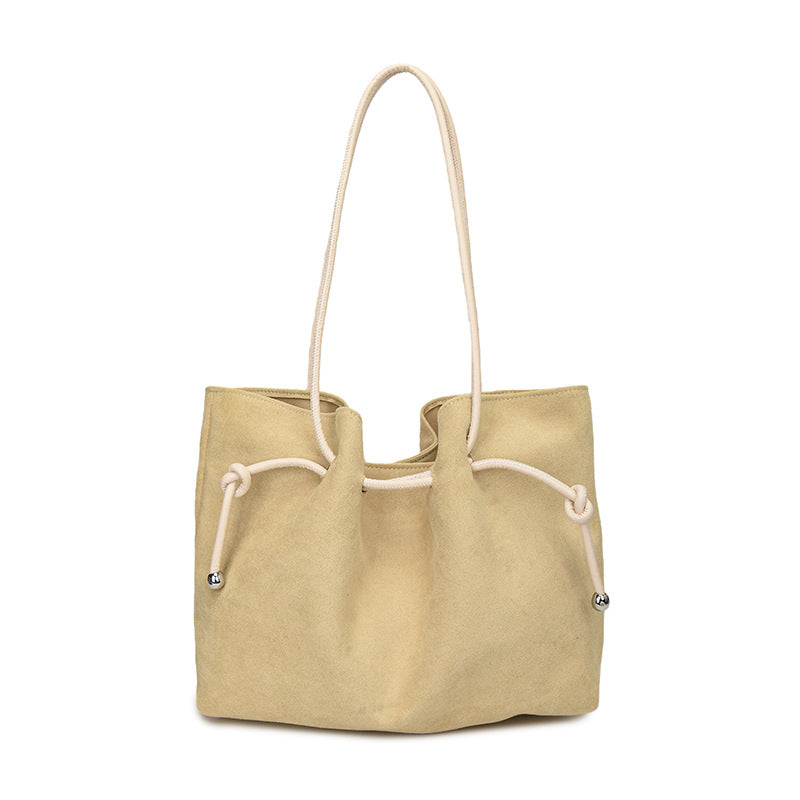 Suede Trendy Versatile Commuter For Drawstring One Women's Shoulder Bag