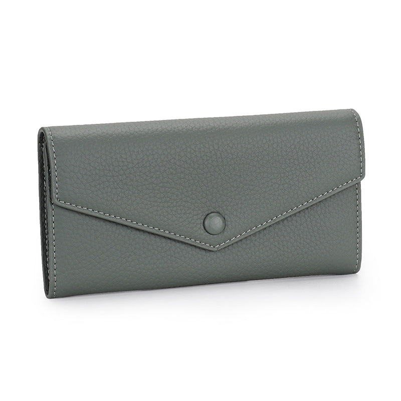 Women's Full Cowhide Long Large Capacity Genuine Leather Ladies Wallet