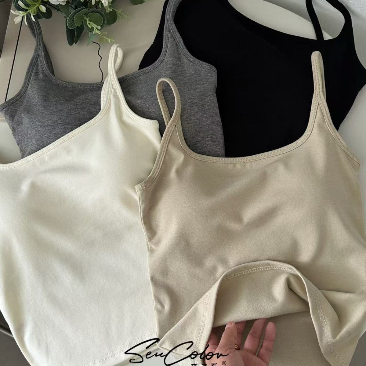 Hanger Long Camisole Fixed One-piece Cup Tanks Camis