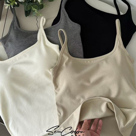 Hanger Long Camisole Fixed One-piece Cup Tanks Camis