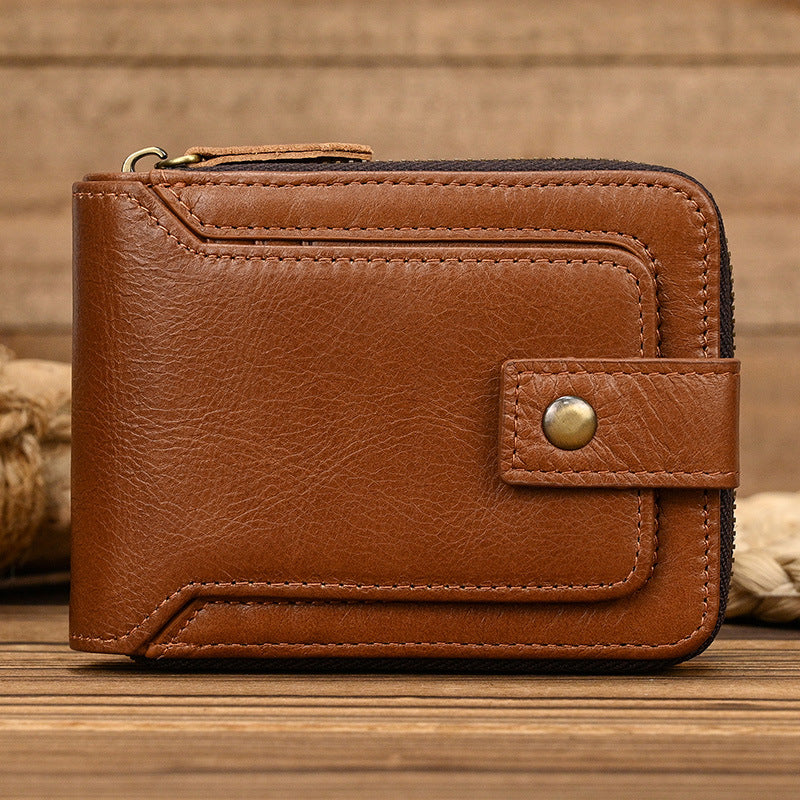 Women's & Men's Genuine Leather Multiple Slots Zipper For Both Cowhide Coin Purses