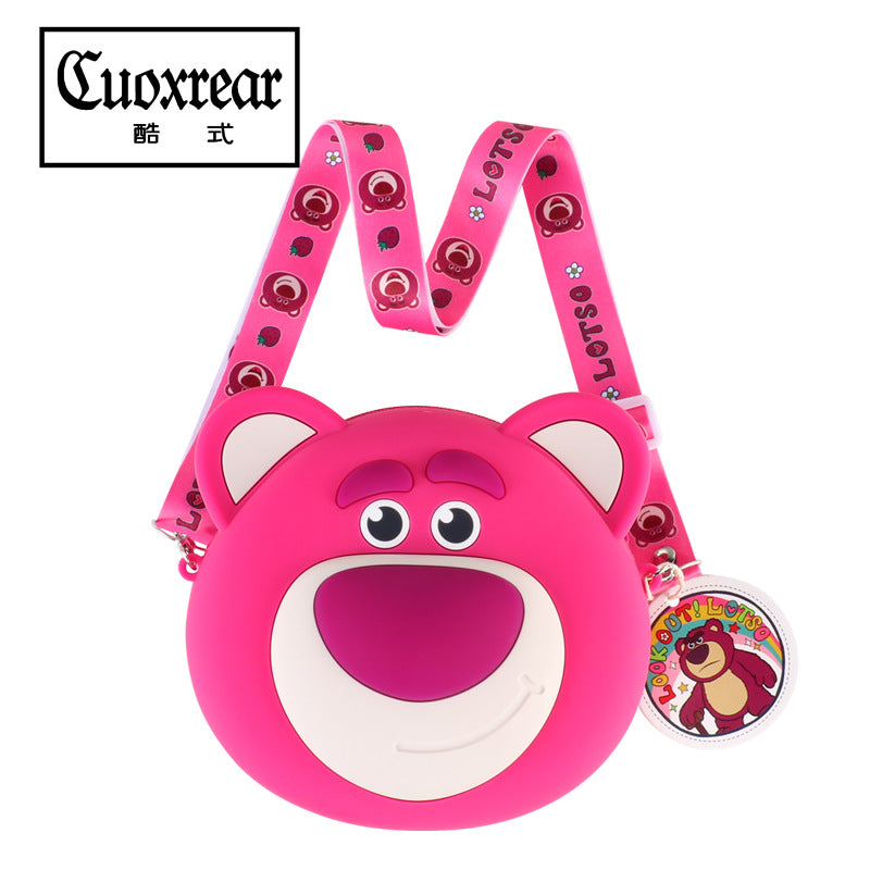 Children's Authorized Strawberry Bear Cartoon Silicone Mobile Coin Purses