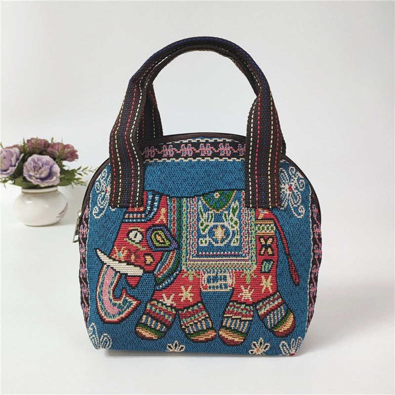 Canvas Embroidered Shell Shape Mobile Change Grocery Handbags