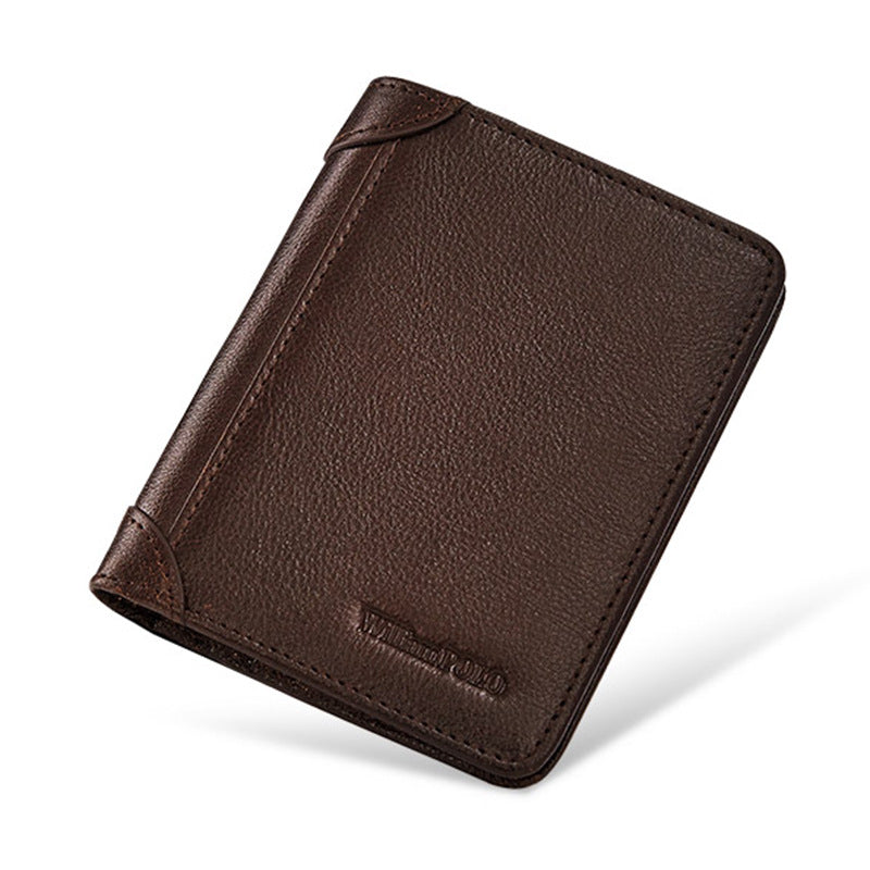 Men's Paul Short Genuine Leather Cowhide Three-fold Men's Wallet
