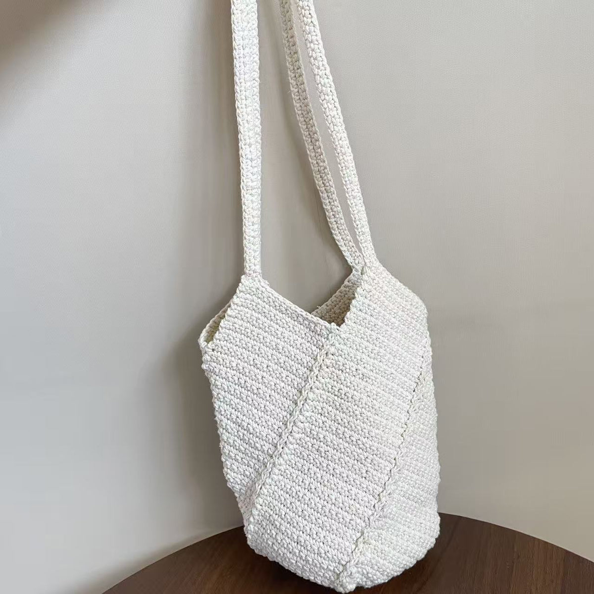 Versatile Knitted One Twill Woven Simple Cotton String Women's Shoulder Bag