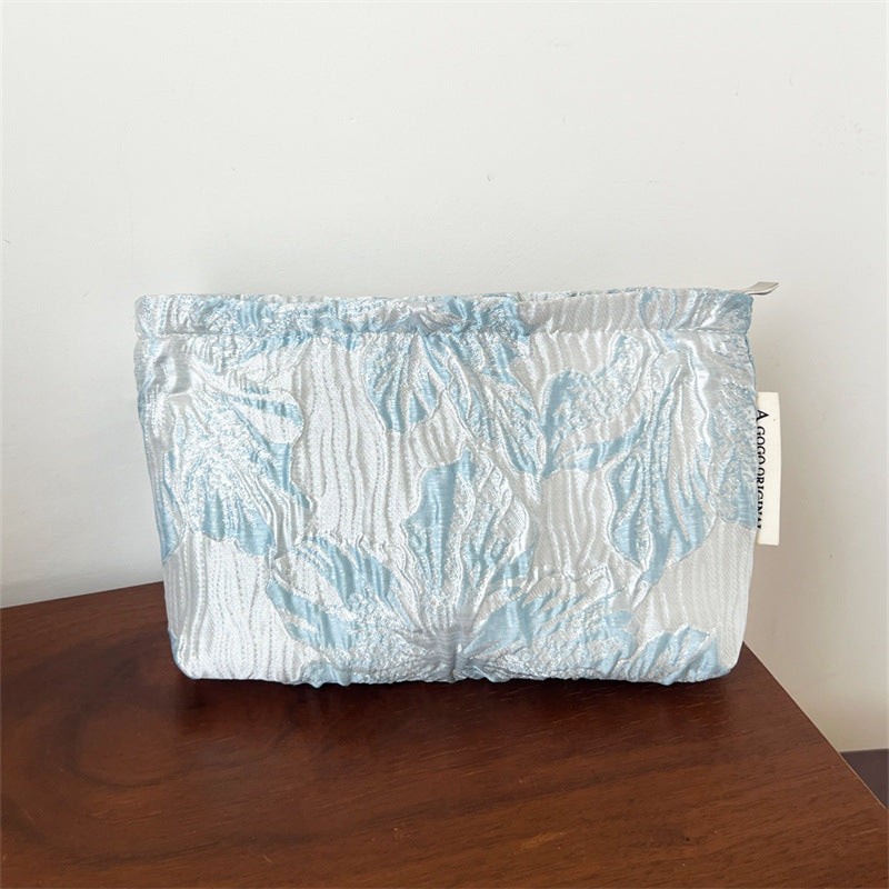Jacquard Wrinkle Texture Large Capacity Portable Liner Skin Care Bags