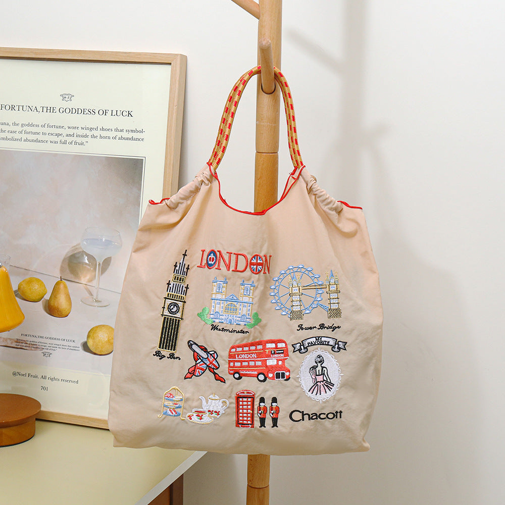 Nylon Embroidered Fashion Niche Large Capacity Women's Shoulder Bag