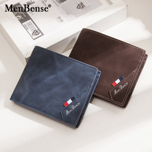 Men's Short Stitching Horizontal Large Capacity Frosted Men's Wallets