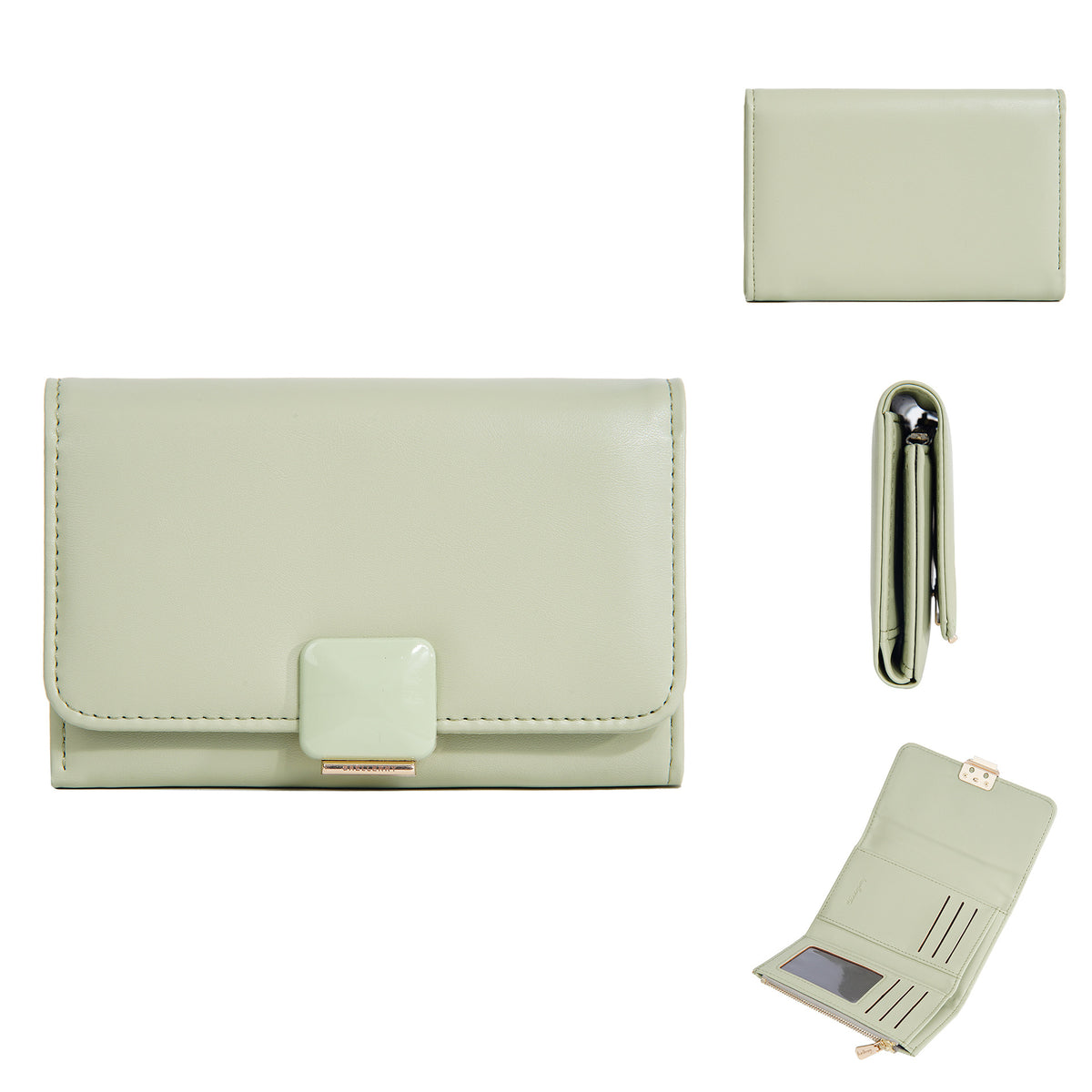 Women's Korean Style Multiple Slots Zipper Mid-length Coin Purses