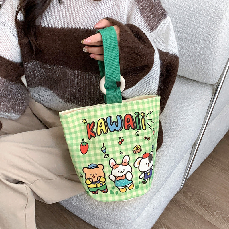 Cartoon Canvas Female Lunch Box Ethnic Handbags