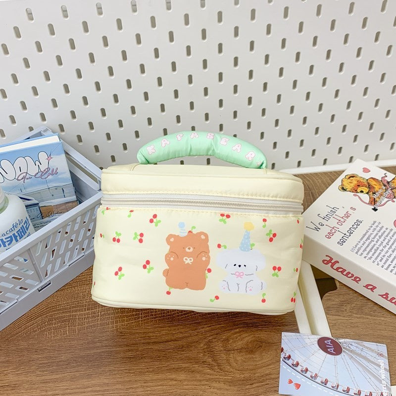 Women's Convenient Style Simple Fashion Portable Cartoon Bear Printed Cosmetic Bags