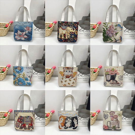 Gold Silk Double-sided Embroidered Ethnic Style Handbags