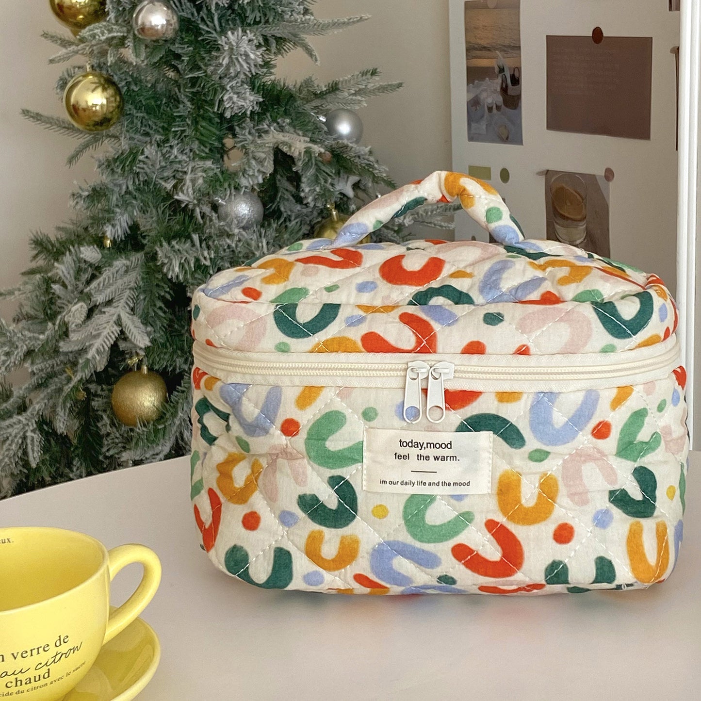 Quilted Storage Korean Style Good-looking Cotton Cosmetic Bags