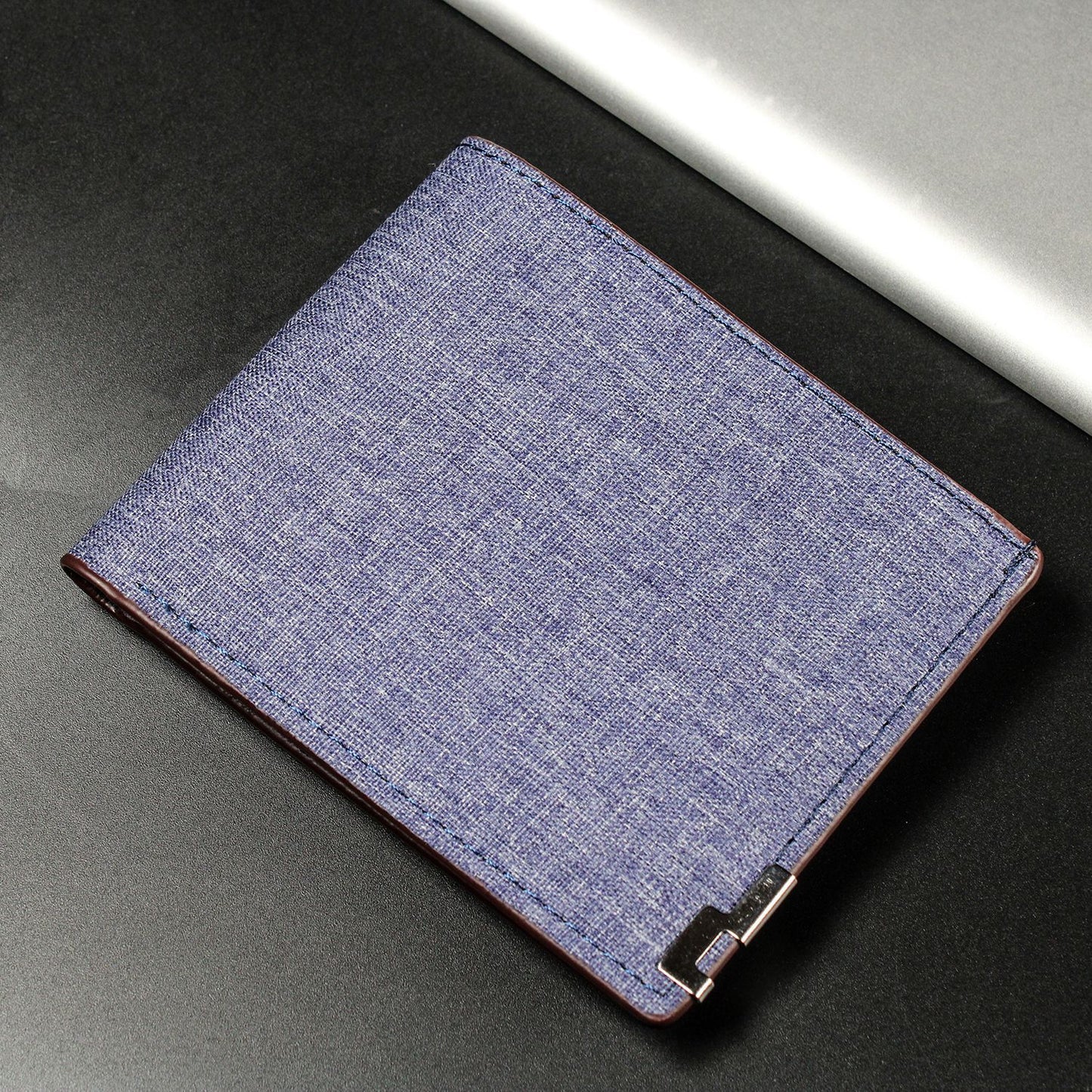 Men's Elegant Short Denim Blue Simple Men's Wallets