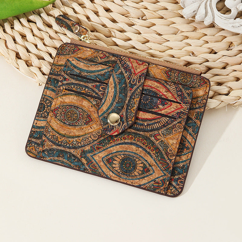 Classy Retro Exquisite Portugal Cork Zip Card Holder