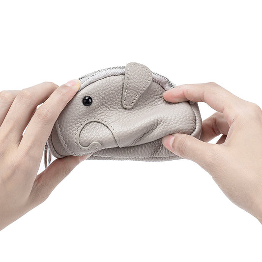 Women's Creative Double Zipper Storage Cute Cartoon Elephant Coin Purses