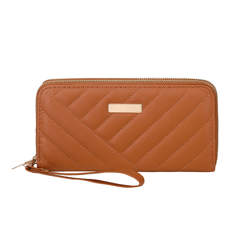 Long Fashion Double Zipper Textured Clutch Ladies Wallet