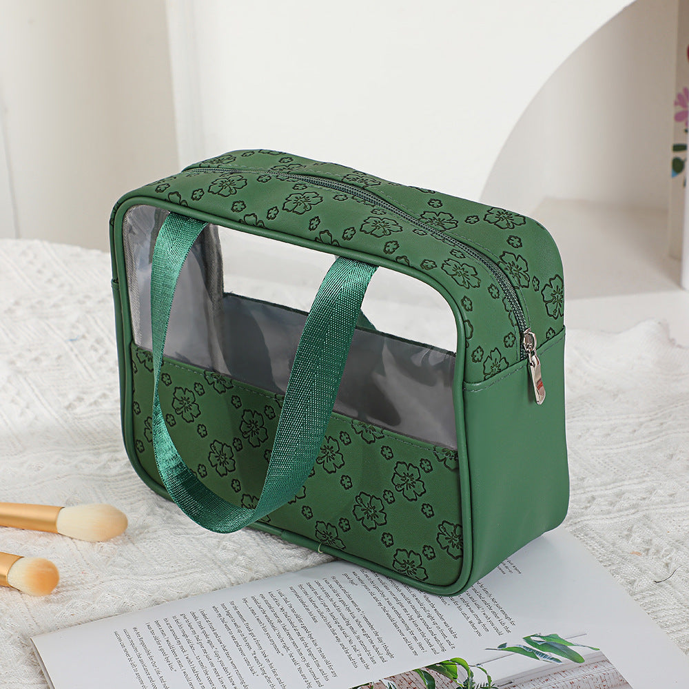 Women's Large Capacity Retro Embossing Storage Portable Outing Makeup Bag