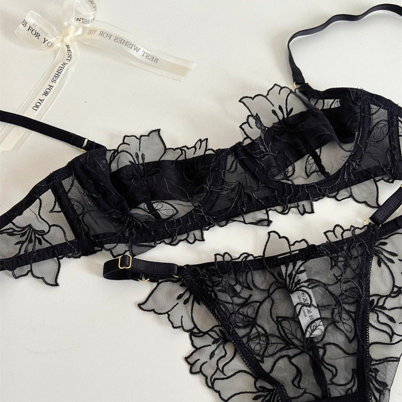 Thin Cup Triangle Steel Ring Red Bras