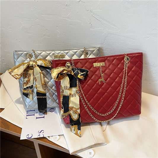 Women's Korean Deer Rhombus Underarm Silk Scarf Shoulder Bags