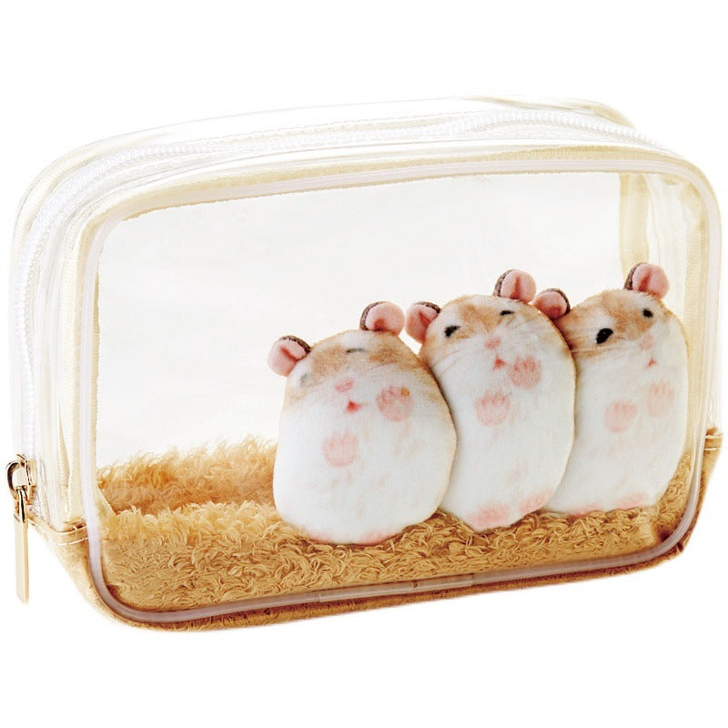 Face Pasters Glass Hamster Transparent Waterproof Toiletries Creative Interlayer Household Makeup Bag