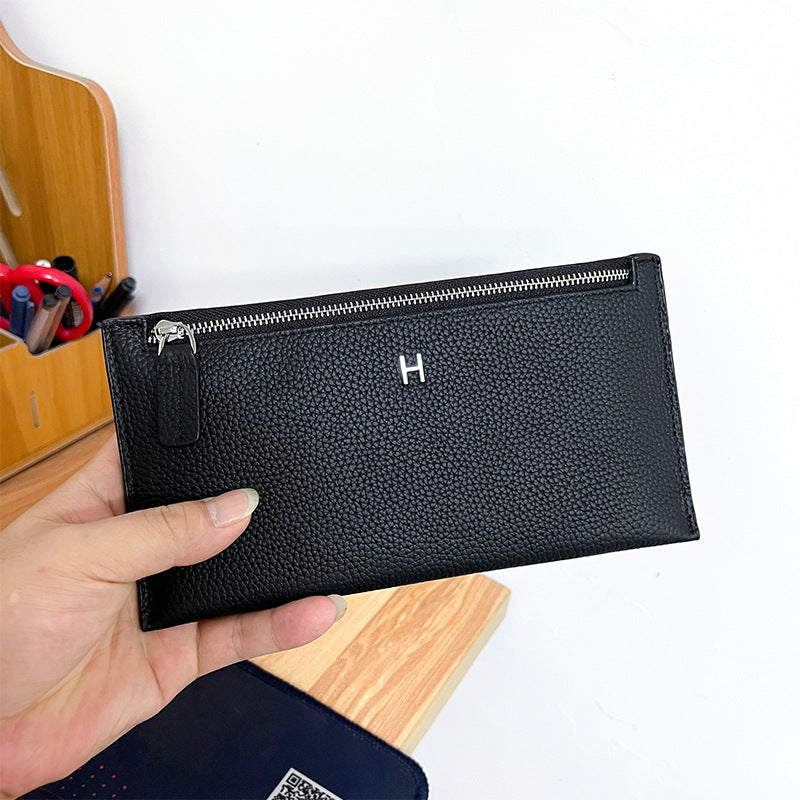 Women's First Layer Cowhide Long Clutch Genuine Leather Simple Ladies Wallet