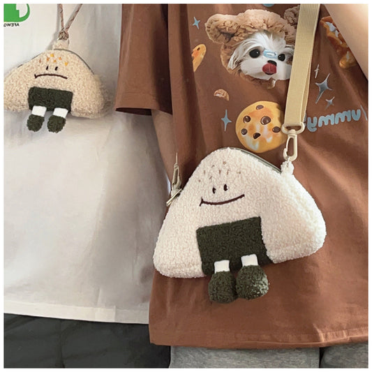 Fan Cartoon Cute Expression Rice Ball Crossbody Bags