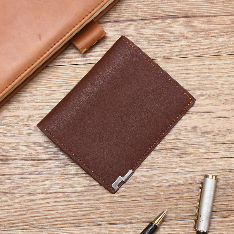 Men's Korean Style Blue Iron Edge Horizontal Vertical Card Holder