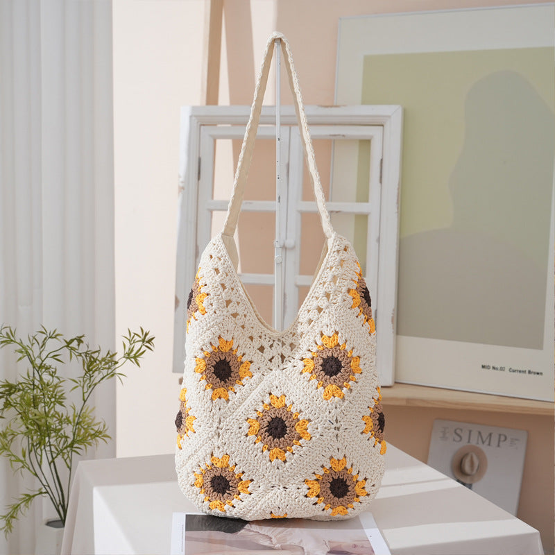 Women's Artistic Woven Mori Leisure Handmade Crochet Underarm Vacation Style Bags